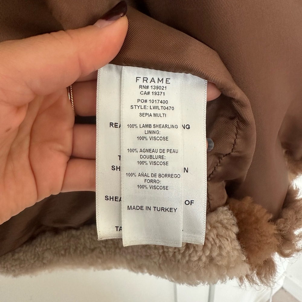 Frame Denim Shearling Patchwork Coat Small - image 8